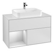 Тумба під раковину Villeroy & Boch Finion 100х50,1 см із підсвічуванням МДФ білий матовий лак/скло біле матове F361MTMT