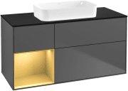Тумба під раковину Villeroy & Boch Finion 120х50,1 см з підсвічуванням антрацит матовий лак/скло чорне матове G702HFGK