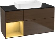 Тумба под раковину Villeroy & Boch Finion 120х50,1 см с подсветкой МДФ шпон грецкого ореха/стекло черное матовое G702HFGN