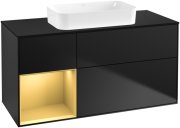 Тумба под раковину Villeroy & Boch Finion 120х50,1 см с подсветкой МДФ черный матовый лак/стекло черное матовое G702HFPD