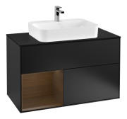Тумба под раковину Villeroy & Boch Finion 100х50,1 см с подсветкой МДФ черный матовый лак/стекло черное матовое F362GNPD