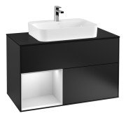 Тумба під раковину Villeroy & Boch Finion 100х50,1 см із підсвічуванням МДФ чорний матовий лак/скло чорне матове F362MTPD