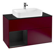 Тумба под раковину Villeroy & Boch Finion 100х50,1 см с подсветкой МДФ пион матовый лак/стекло черное матовое F362PDHB