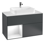 Тумба под раковину Villeroy & Boch Finion 100х50,1 см с подсветкой МДФ темно-синий матовый лак/стекло белое матовое F361GFHG