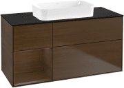 Тумба під раковину Villeroy & Boch Finion 120х50,1 см з підсвічуванням МДФ шпон волоського горіха/скло чорне матове G702GNGN