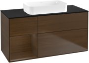 Тумба под раковину Villeroy & Boch Finion 120х50,1 см с подсветкой МДФ шпон грецкого ореха/стекло черное матовое G702GNGN