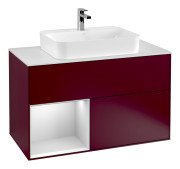 Тумба під раковину Villeroy & Boch Finion 100х50,1 см з підсвічуванням МДФ півонія матовий лак/скло біле матове F361MTHB