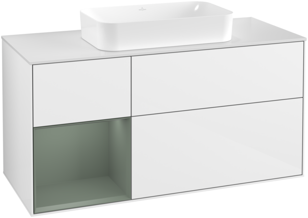 Тумба под раковину Villeroy & Boch Finion 120х50,1 см с подсветкой МДФ глянцевый белый лак/стекло белое матовое G701GMGF