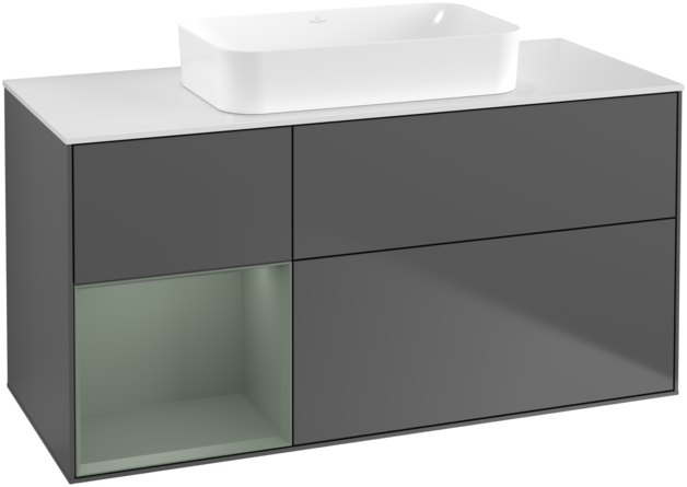 Тумба під раковину Villeroy & Boch Finion 120х50,1 см з підсвічуванням антрацит матовий лак/скло біле матове G701GMGK