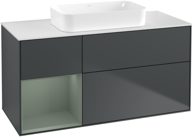 Тумба под раковину Villeroy & Boch Finion 120х50,1 см с подсветкой МДФ темно-синий матовый лак/стекло белое матовое G701GMHG