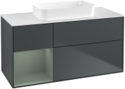 Тумба под раковину Villeroy & Boch Finion 120х50,1 см с подсветкой МДФ темно-синий матовый лак/стекло белое матовое G701GMHG
