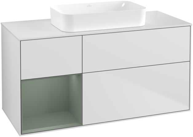 Тумба под раковину Villeroy & Boch Finion 120х50,1 см с подсветкой МДФ белый матовый лак/стекло белое матовое G701GMMT