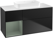 Тумба под раковину Villeroy & Boch Finion 120х50,1 см с подсветкой МДФ черный матовый лак/стекло белое матовое G701GMPD