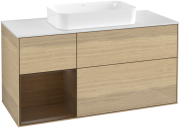 Тумба під раковину Villeroy & Boch Finion 120х50,1 см із підсвічуванням МДФ шпон дуба/скло біле матове G701GNPC