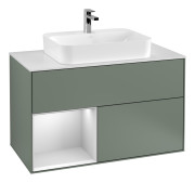 Тумба под раковину Villeroy & Boch Finion 100х50,1 см с подсветкой МДФ оливковый матовый лак/стекло белое матовое F361MTGM