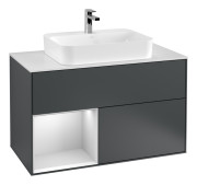 Тумба под раковину Villeroy & Boch Finion 100х50,1 см с подсветкой МДФ темно-синий матовый лак/стекло белое матовое F361MTHG