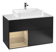 Тумба под раковину Villeroy & Boch Finion 100х50,1 см с подсветкой МДФ черный матовый лак/стекло белое матовое F361PCPD