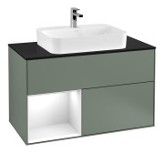 Тумба под раковину Villeroy & Boch Finion 100х50,1 см с подсветкой МДФ оливковый матовый лак/стекло черное матовое F362GFGM