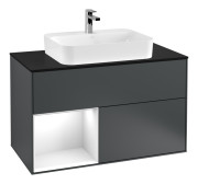 Тумба под раковину Villeroy & Boch Finion 100х50,1 см с подсветкой МДФ темно-синий матовый лак/стекло черное матовое F362GFHG