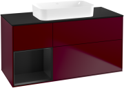 Тумба под раковину Villeroy & Boch Finion 120х50,1 см с подсветкой МДФ пион матовый лак/стекло черное матовое G702PDHB