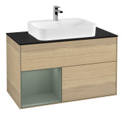 Тумба под раковину Villeroy & Boch Finion 100х50,1 см с подсветкой МДФ шпон дуба/стекло черное матовое F362GMPC