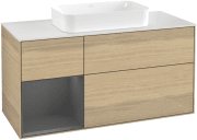 Тумба под раковину Villeroy & Boch Finion 120х50,1 см с подсветкой МДФ шпон дуба/стекло белое матовое G701GKPC