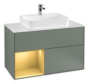 Тумба под раковину Villeroy & Boch Finion 100х50,1 см с подсветкой МДФ оливковый матовый лак/стекло белое матовое F361HFGM