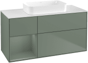 Тумба под раковину Villeroy & Boch Finion 120х50,1 см с подсветкой МДФ оливковый матовый лак/стекло белое матовое G701GMGM