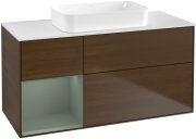 Тумба під раковину Villeroy & Boch Finion 120х50,1 см із підсвічуванням МДФ шпон волоського горіха/скло біле матове G701GMGN