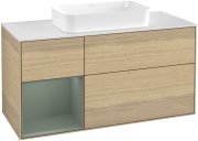 Тумба під раковину Villeroy & Boch Finion 120х50,1 см із підсвічуванням МДФ шпон дуба/скло біле матове G701GMPC