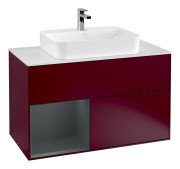 Тумба під раковину Villeroy & Boch Finion 100х50,1 см з підсвічуванням МДФ півонія матовий лак/скло біле матове F361HGHB