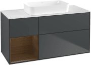 Тумба під раковину Villeroy & Boch Finion 120х50,1 см із підсвічуванням МДФ темно-синій матовий лак/скло біле матове G701GNHG