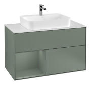 Тумба под раковину Villeroy & Boch Finion 100х50,1 см с подсветкой МДФ оливковый матовый лак/стекло белое матовое F361GMGM