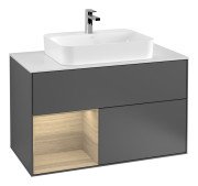 Тумба под раковину Villeroy & Boch Finion 100х50,1 см с подсветкой МДФ антрацит матовый лак/стекло белое матовое F361PCGK