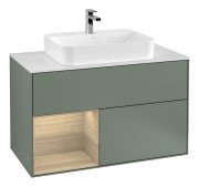 Тумба під раковину Villeroy & Boch Finion 100х50,1 см із підсвічуванням МДФ оливковий матовий лак/скло біле матове F361PCGM