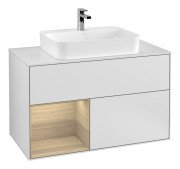 Тумба под раковину Villeroy & Boch Finion 100х50,1 см с подсветкой МДФ белый матовый лак/стекло белое матовое F361PCMT