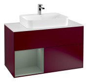 Тумба под раковину Villeroy & Boch Finion 100х50,1 см с подсветкой МДФ пион матовый лак/стекло белое матовое F361GMHB