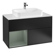 Тумба під раковину Villeroy & Boch Finion 100х50,1 см із підсвічуванням МДФ чорний матовий лак/скло біле матове F361GMPD