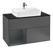 Тумба под раковину Villeroy & Boch Finion 100х50,1 см с подсветкой МДФ антрацит матовый лак/стекло черное матовое F362HGGK