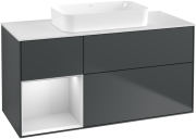 Тумба под раковину Villeroy & Boch Finion 120х50,1 см с подсветкой МДФ темно-синий матовый лак/стекло белое матовое G701MTHG