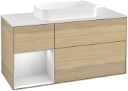 Тумба под раковину Villeroy & Boch Finion 120х50,1 см с подсветкой МДФ шпон дуба/стекло белое матовое G701MTPC