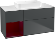 Тумба под раковину Villeroy & Boch Finion 120х50,1 см с подсветкой МДФ темно-синий матовый лак/стекло белое матовое G701HBHG