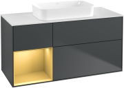 Тумба под раковину Villeroy & Boch Finion 120х50,1 см с подсветкой МДФ темно-синий матовый лак/стекло белое матовое G701HFHG