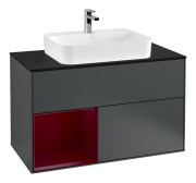 Тумба под раковину Villeroy & Boch Finion 100х50,1 см с подсветкой МДФ темно-синий матовый лак/стекло черное матовое F362HBHG