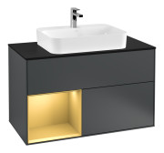 Тумба под раковину Villeroy & Boch Finion 100х50,1 см с подсветкой МДФ темно-синий матовый лак/стекло черное матовое F362HFHG