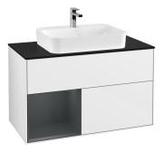 Тумба під раковину Villeroy & Boch Finion 100х50,1 см з підсвіткою МДФ білий глянцевий лак/скло чорне матове F362HGGF