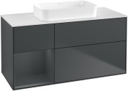 Тумба під раковину Villeroy & Boch Finion 120х50,1 см із підсвічуванням МДФ темно-синій матовий лак/скло біле матове G701HGHG