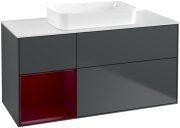 Тумба под раковину Villeroy & Boch Finion 120х50,1 см с подсветкой МДФ темно-синий матовый лак/стекло белое матовое G701HBHG