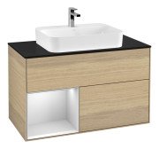 Тумба под раковину Villeroy & Boch Finion 100х50,1 см с подсветкой МДФ шпон дуба/стекло черное матовое F362MTPC