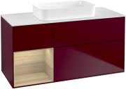 Тумба під раковину Villeroy & Boch Finion 120х50,1 см з підсвічуванням МДФ півонія матовий лак/скло біле матове G701PCHB